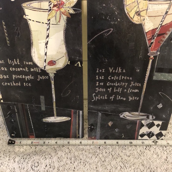 Vintage Set of 2 Cosmopolitan and Pina Colada Metal Wall Art Bar Sign Decor - Picture 10 of 10